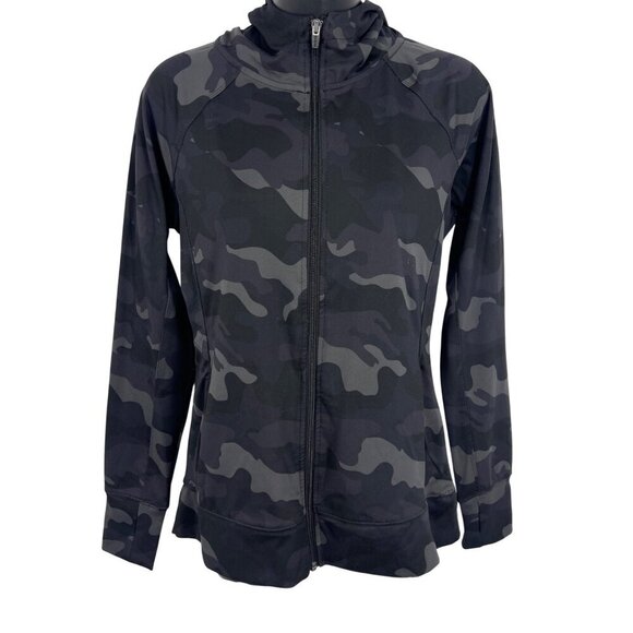 RBX Jackets & Blazers - RBX Womens Hooded Black Gray Camo Jacket Zipper Size Small S Athleisure New